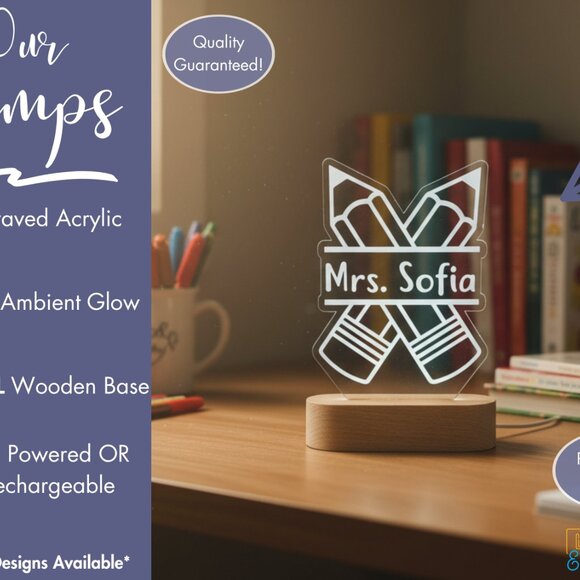 Pens Personalized Teacher Name Light | Custom Appreciation Gift & Decor - Picture 3 of 8